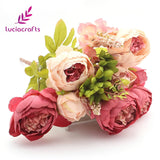 SALE! Lucia crafts 1 Bouquet Fake Peony Artificial flower Bouquet Wrapping Wedding Party Home Decor DIY Accessories 027033048