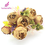 SALE! Lucia crafts 1 Bouquet Fake Peony Artificial flower Bouquet Wrapping Wedding Party Home Decor DIY Accessories 027033048