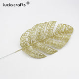 1pcs Glitter Gold Powder Leaves Artificial Leaf DIY Christmas Decor Wedding Party Home Scrapbooking Decoration Fake Flower Craft