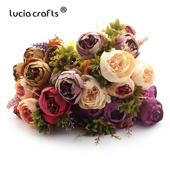 SALE! Lucia crafts 1 Bouquet Fake Peony Artificial flower Bouquet Wrapping Wedding Party Home Decor DIY Accessories 027033048